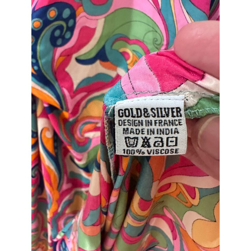 GOLD & SILVER PARIS Psychedelic Swirl Twist Front Dress One Size OS - Picture 4 of 9